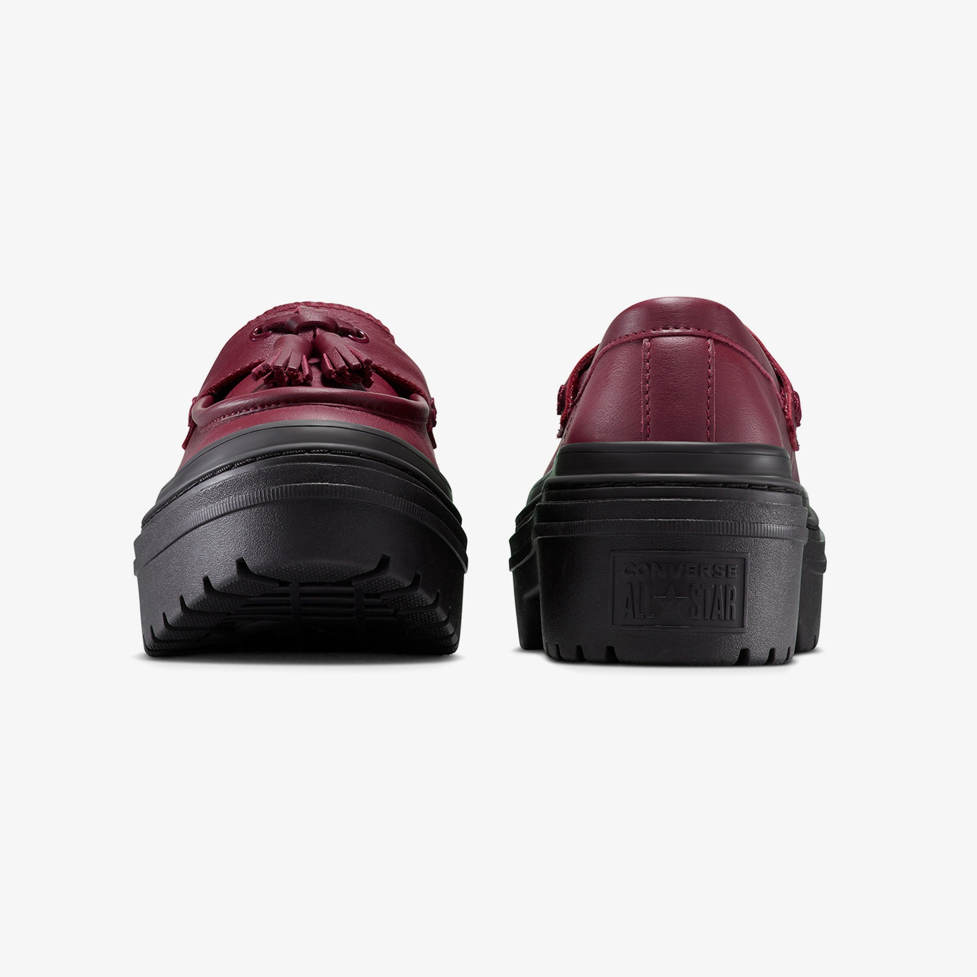 Converse Chuck Taylor All Star Lugged Heel Kadın Bordo Deri Platform Loafer Ayakkabı
