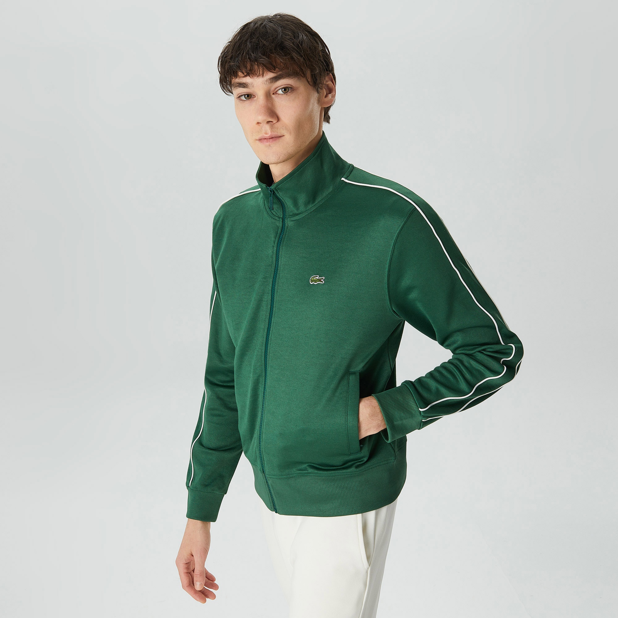 Lacoste Erkek Regular Fit Fermuarlı Koyu Yeşil Sweatshirt