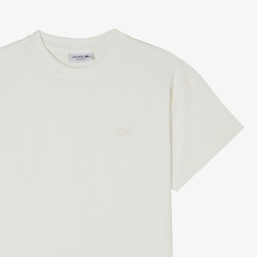  Lacoste Kadın Loose Fit Bisiklet Yaka Beyaz T-Shirt