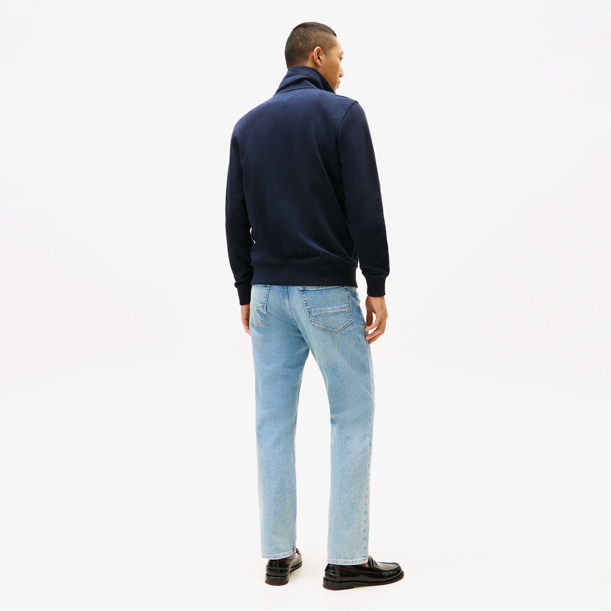 Tommy Hilfiger Essential Terry Stand Collar Erkek Fermuarlı Lacivert Sweatshirt