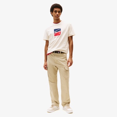  Tommy Jeans Regular Erkek Bej T-Shirt