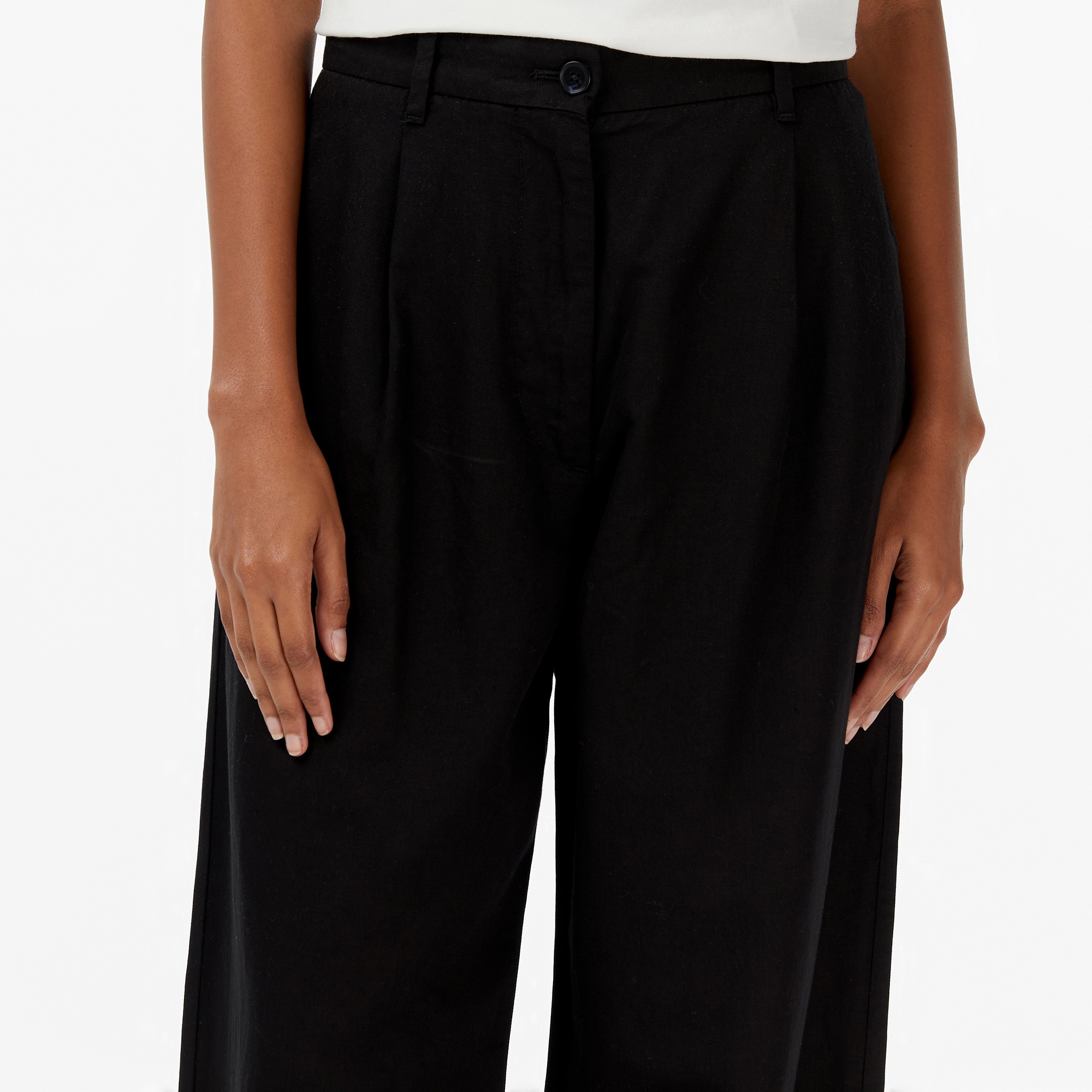 Tommy Hilfiger Tencel Linen Wide Leg Kadın Siyah Pantolon