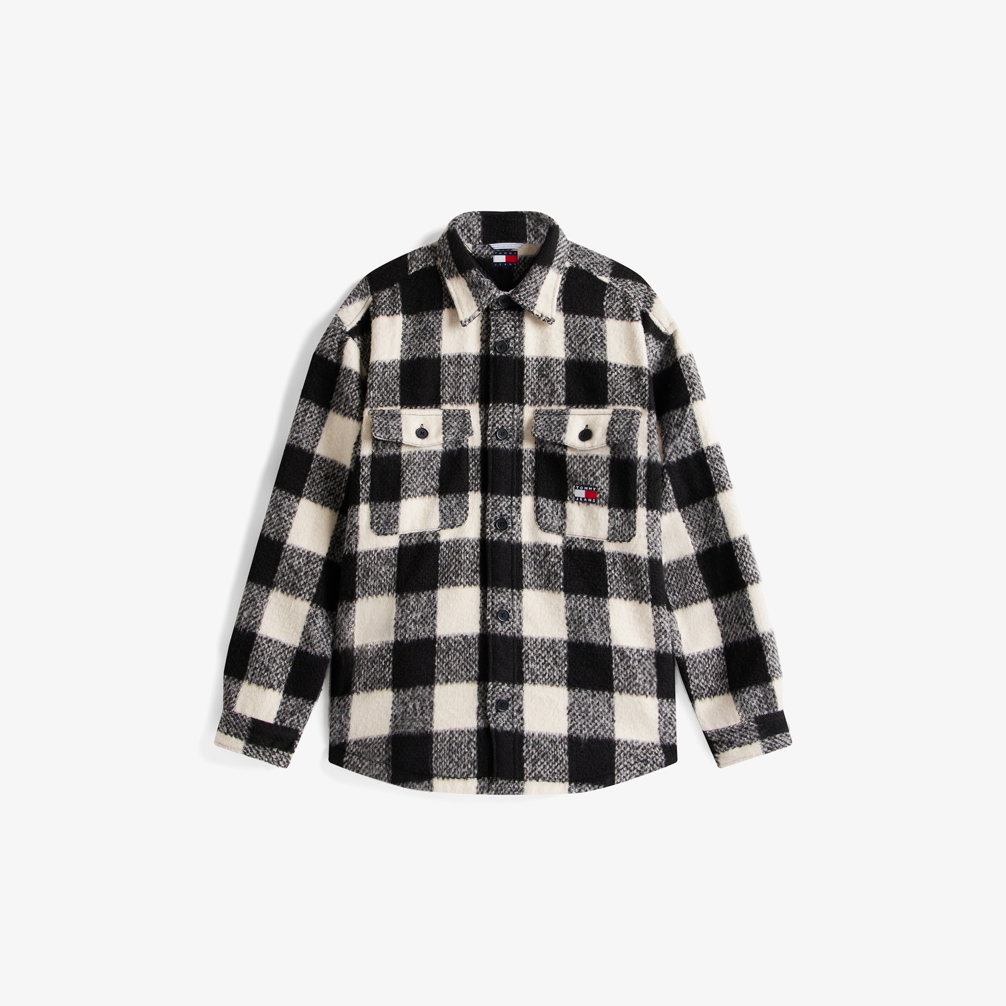 Tommy Jeans Check Overshirt Erkek Siyah Gömlek