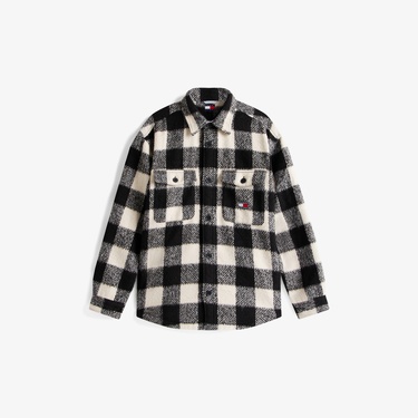  Tommy Jeans Check Overshirt Erkek Siyah Gömlek