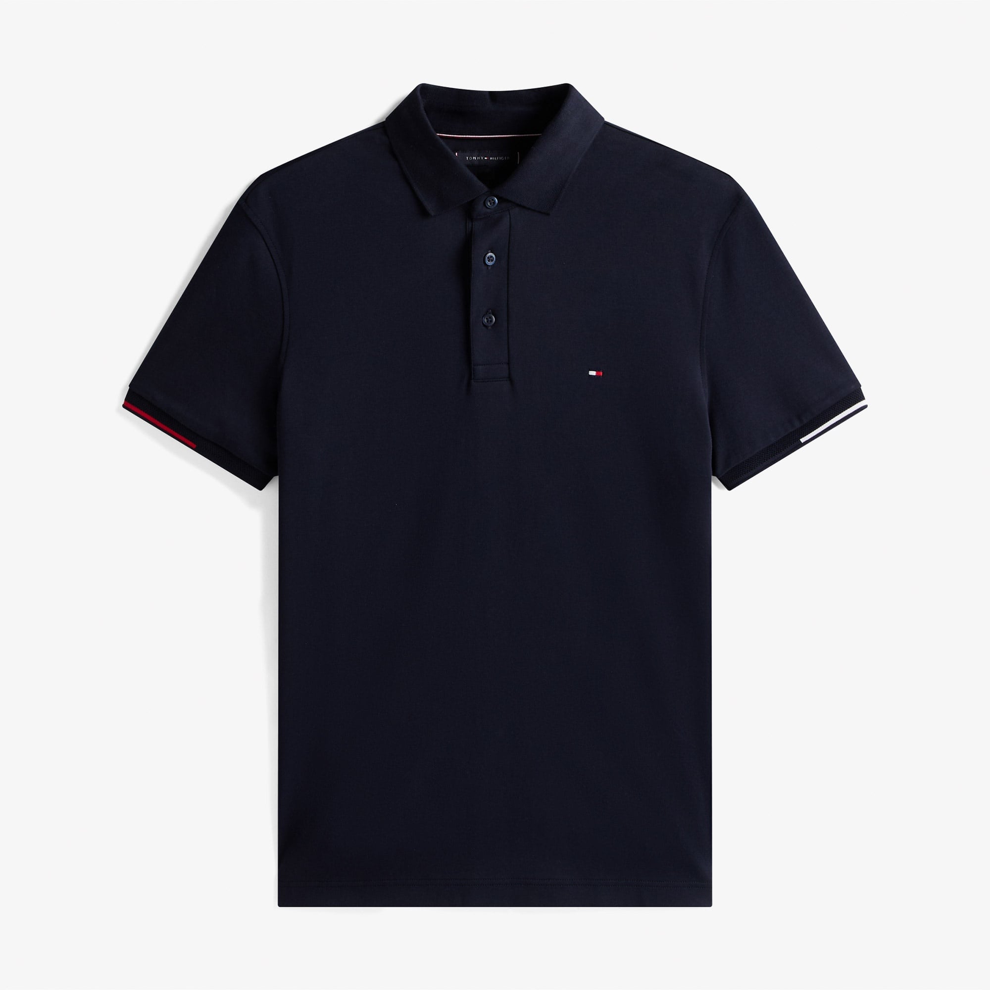 Tommy Hilfiger Interlock Flagcuff Slim Fit Erkek Lacivert Polo Yaka T-Shirt