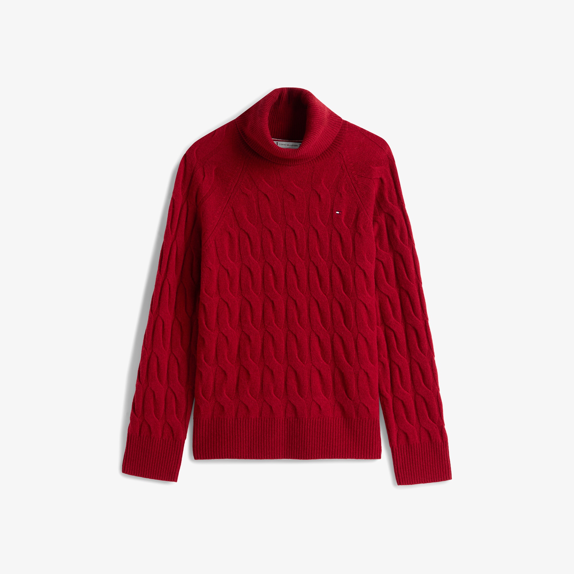 Tommy Hilfiger Soft Wool Cable Roll Kadın Kırmızı Kazak