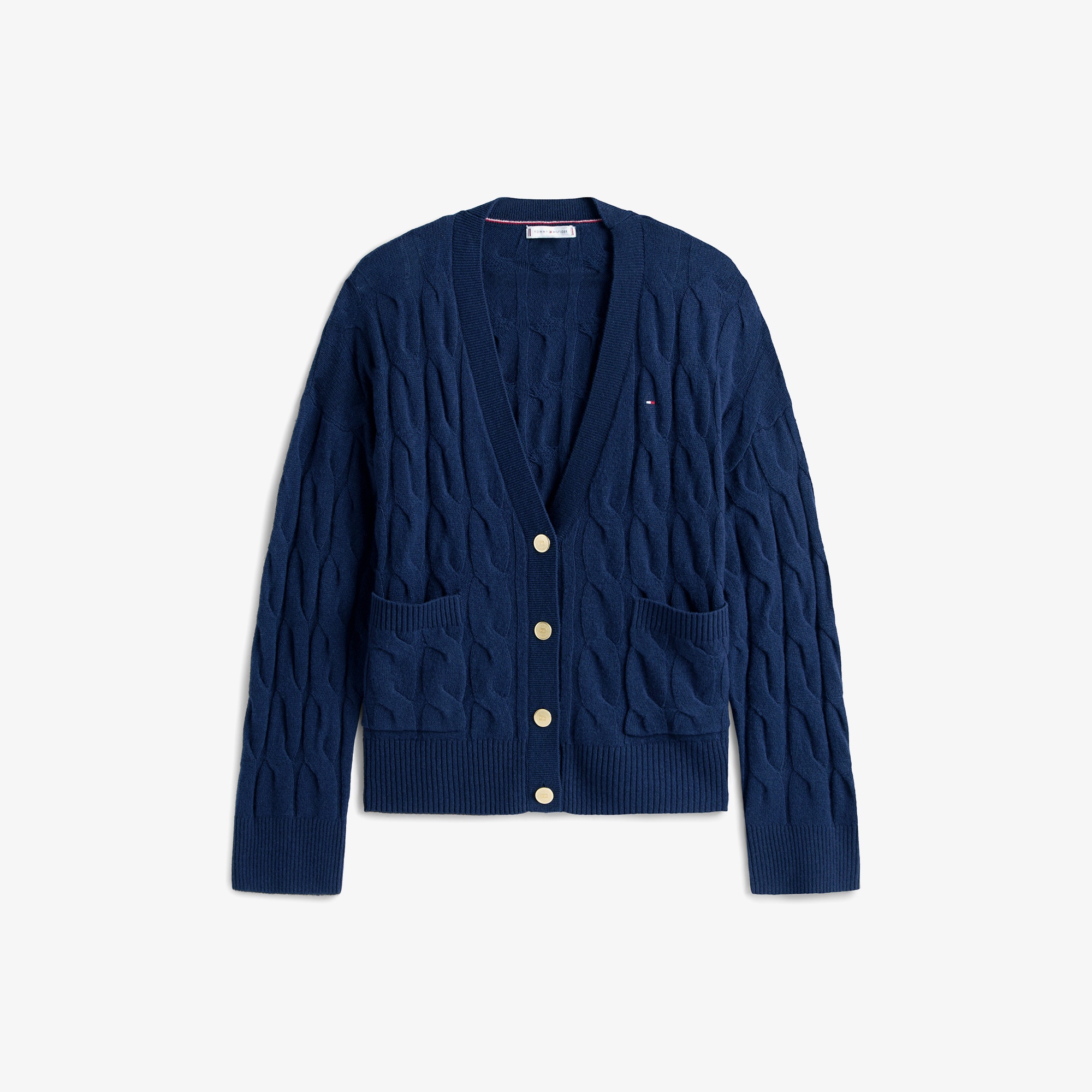 Tommy Hilfiger Mainline Soft Wool Cable Cardigan Kadın Lacivert Hırka
