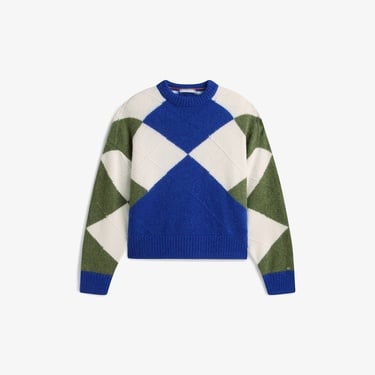  Tommy Hilfiger Alpaca Blend Argyle Kadın Mavi Kazak