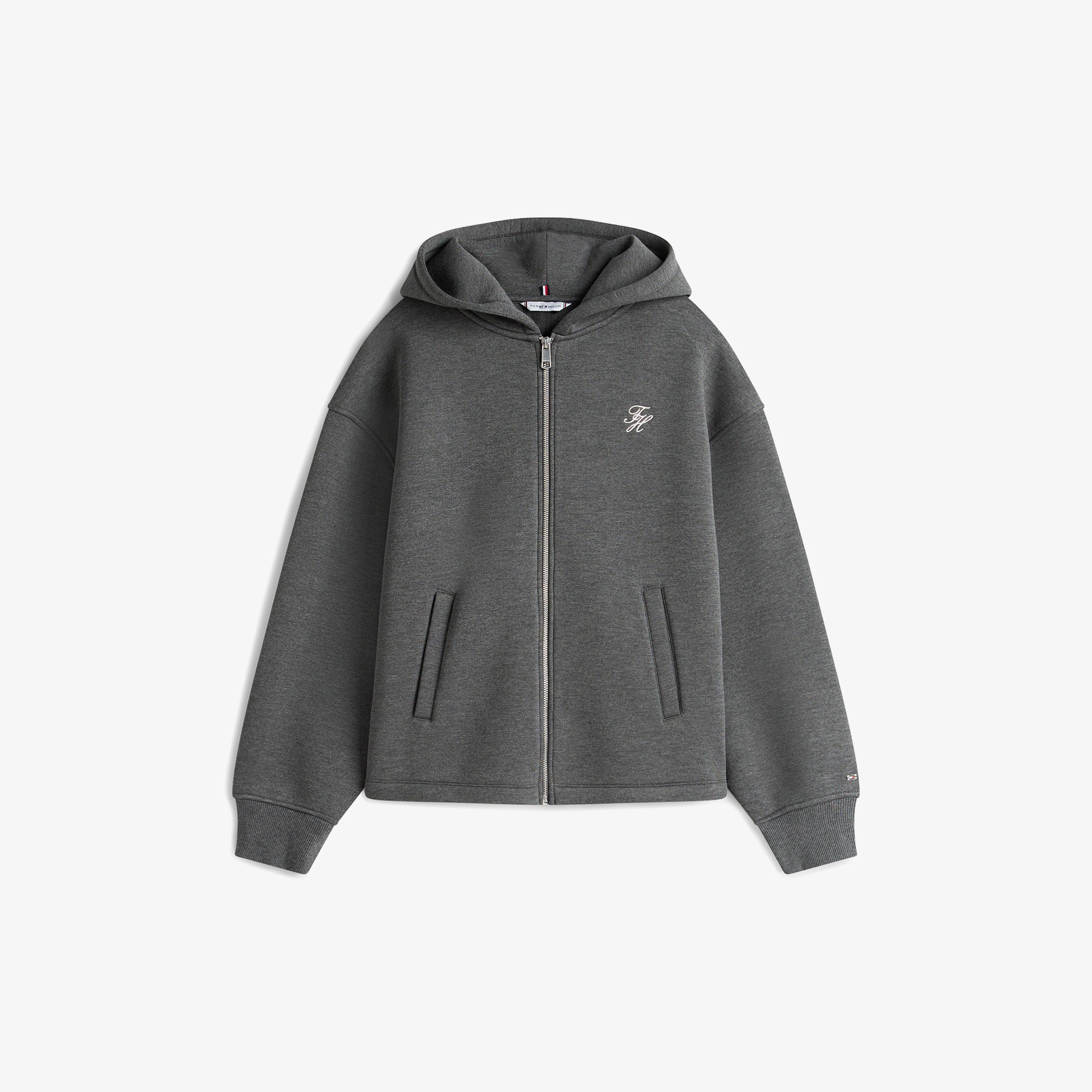 Tommy Hilfiger Script İnterlock Kadın Gri Hoodie