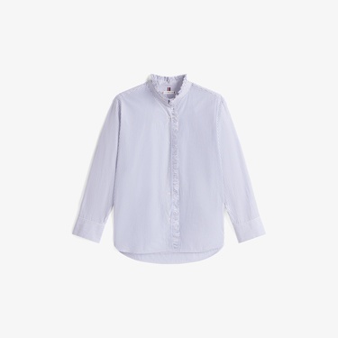  Tommy Hilfiger Poplin Ruffle Kadın Mavi Gömlek