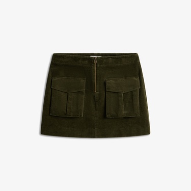  Tommy Hilfiger Corduroy Mini Kadın Yeşil Etek