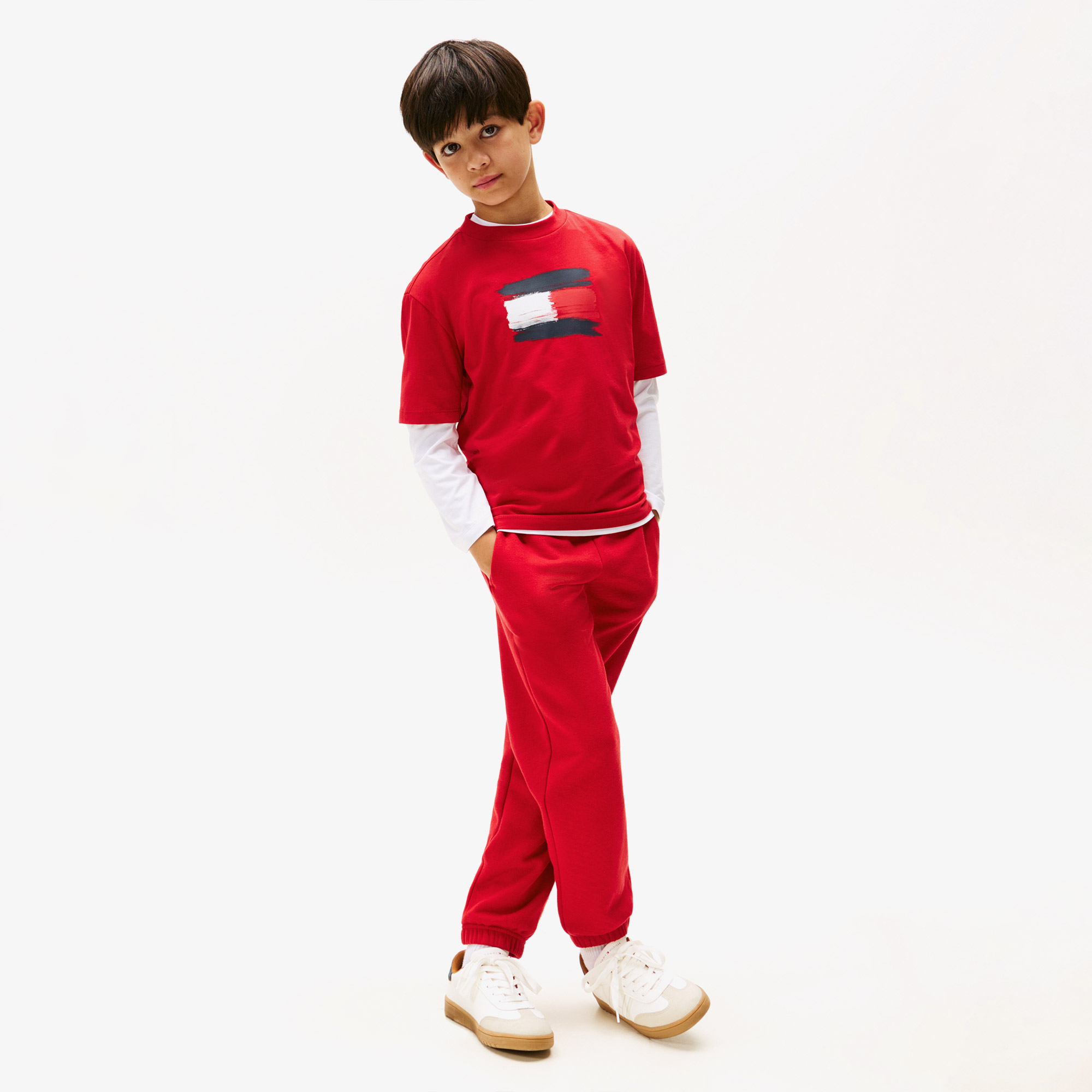  Tommy Hilfiger Flag Archive Çocuk Kırmızı T-Shirt