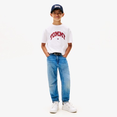  Tommy Hilfiger Varsity Raised Print Çocuk Beyaz T-Shirt