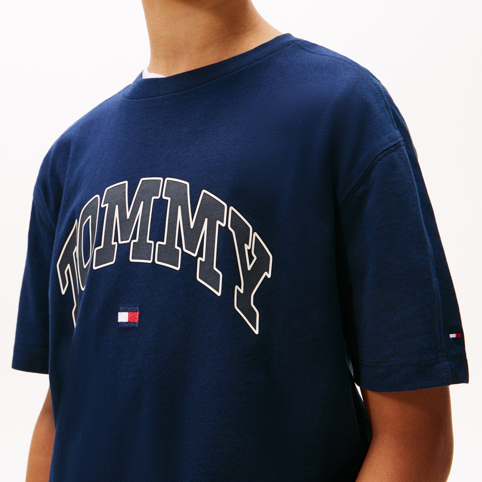  Tommy Hilfiger Varsity Raised Print Çocuk Lacivert T-Shirt