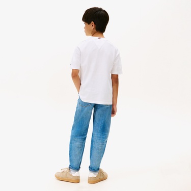  Tommy Hilfiger Varsity Multi Print Badge Çocuk Beyaz T-Shirt