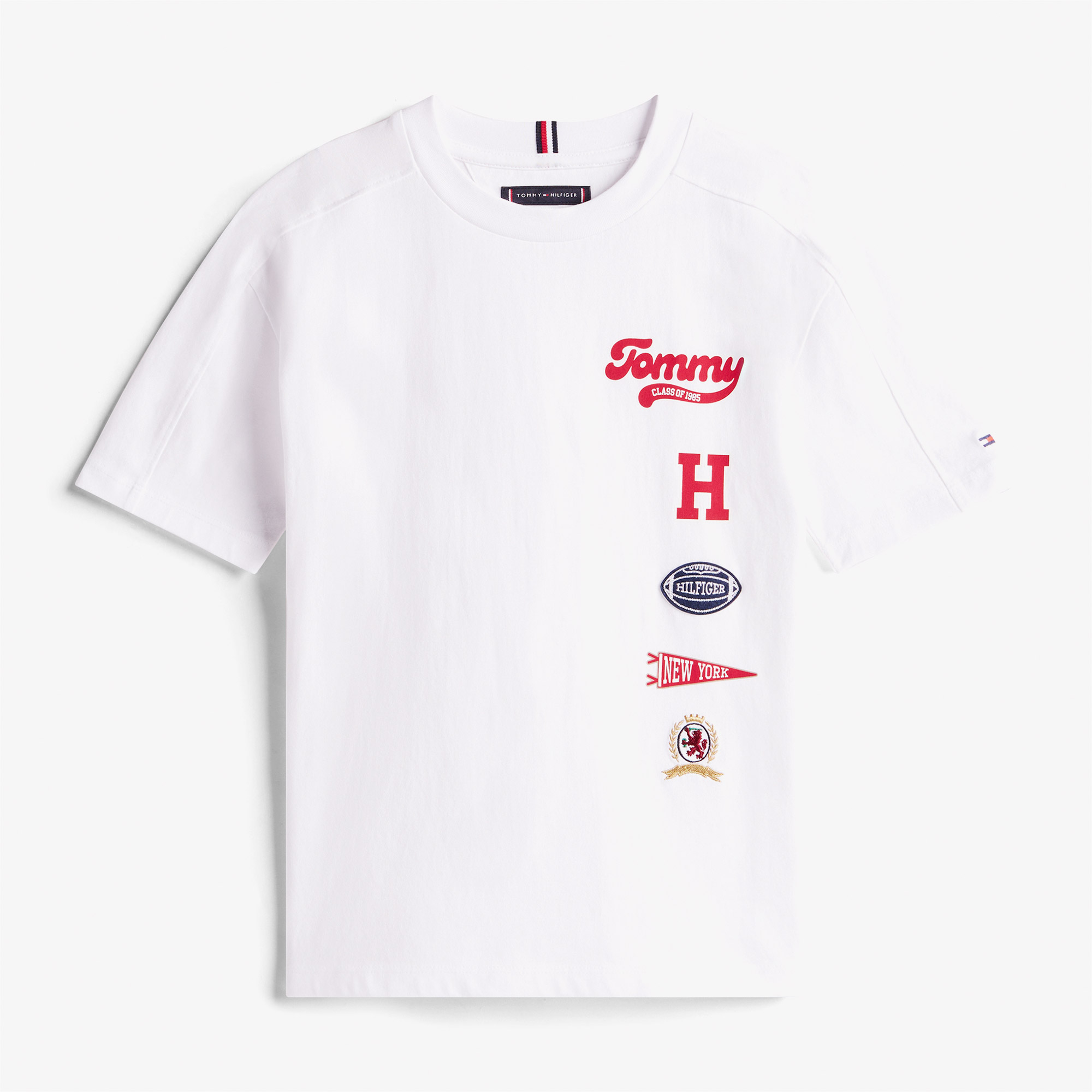  Tommy Hilfiger Varsity Multi Print Badge Çocuk Beyaz T-Shirt