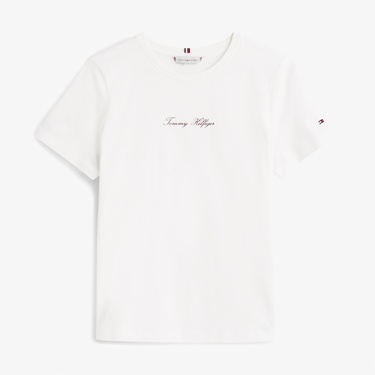  Tommy Hilfiger Classic Script Regular Kadın Beyaz T-Shirt