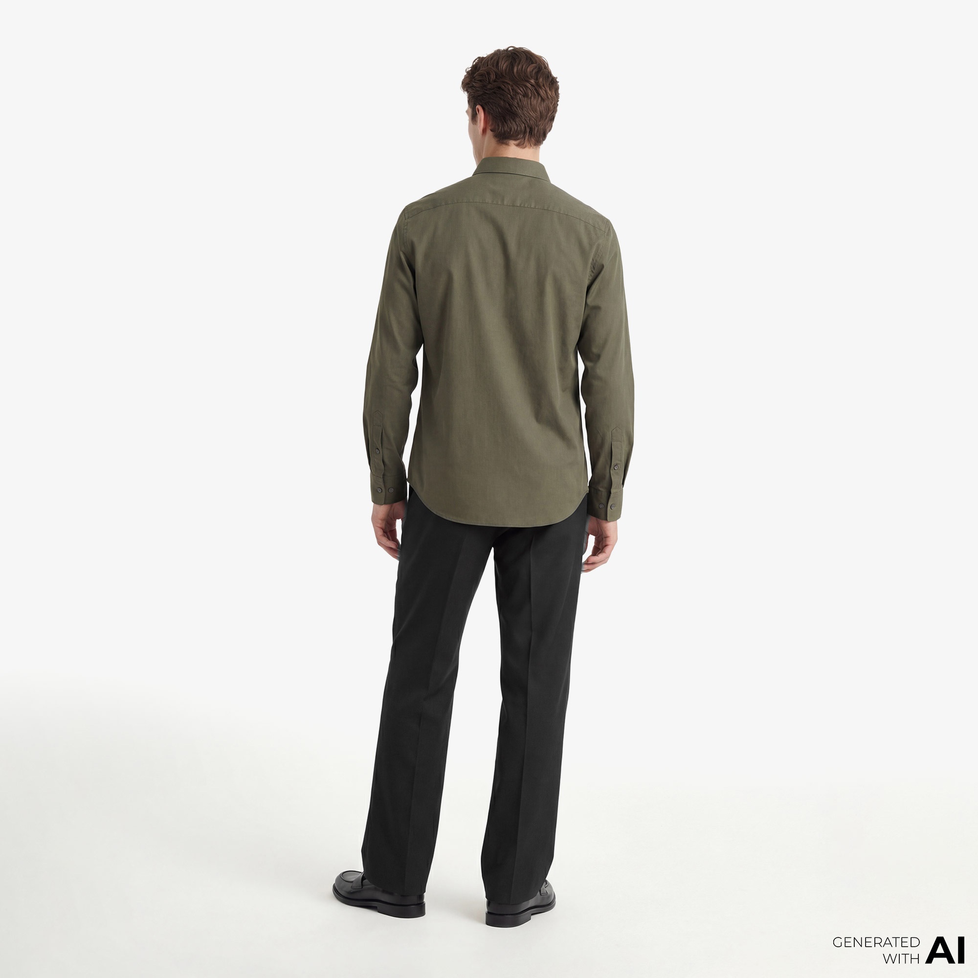 Calvin Klein Solid Stretch Classic Erkek Haki Gömlek