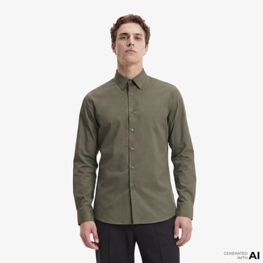  Calvin Klein Solid Stretch Classic Erkek Haki Gömlek