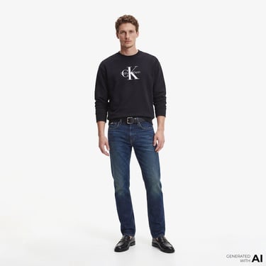  Calvin Klein Premium Terry Monologo Erkek Siyah Sweatshirt