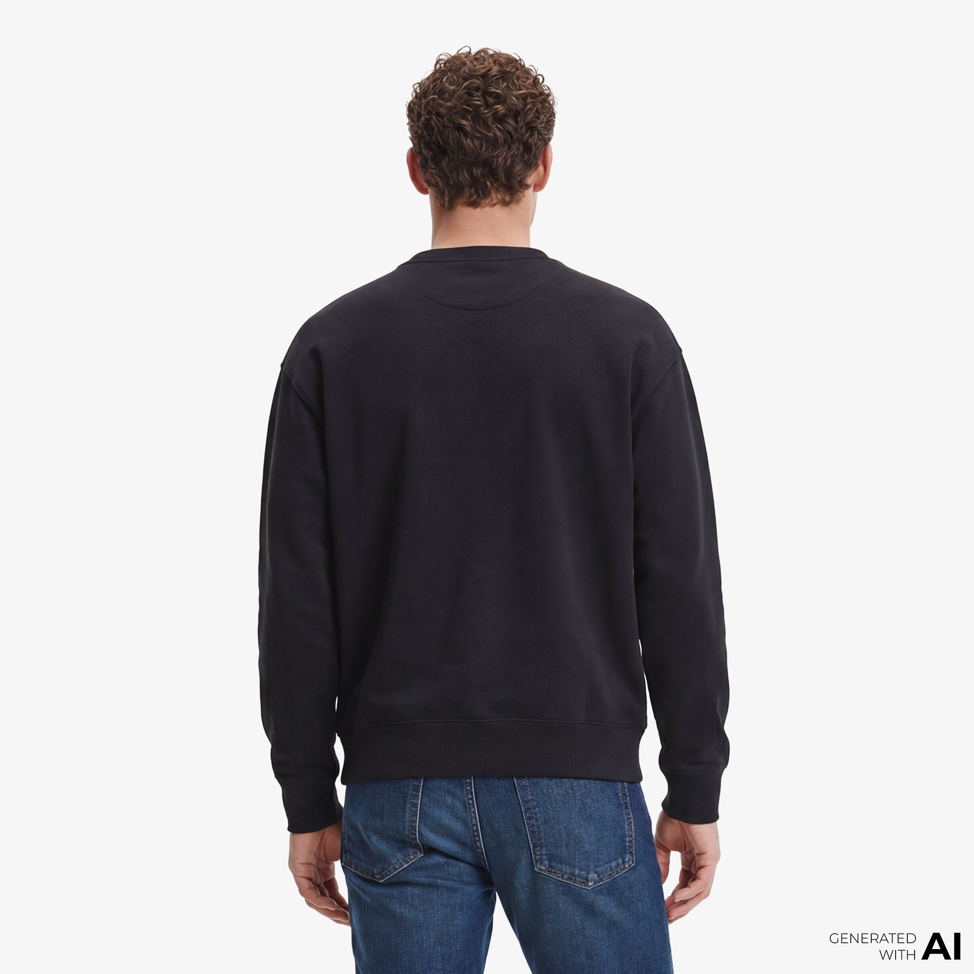 Calvin Klein Premium Terry Monologo Erkek Siyah Sweatshirt
