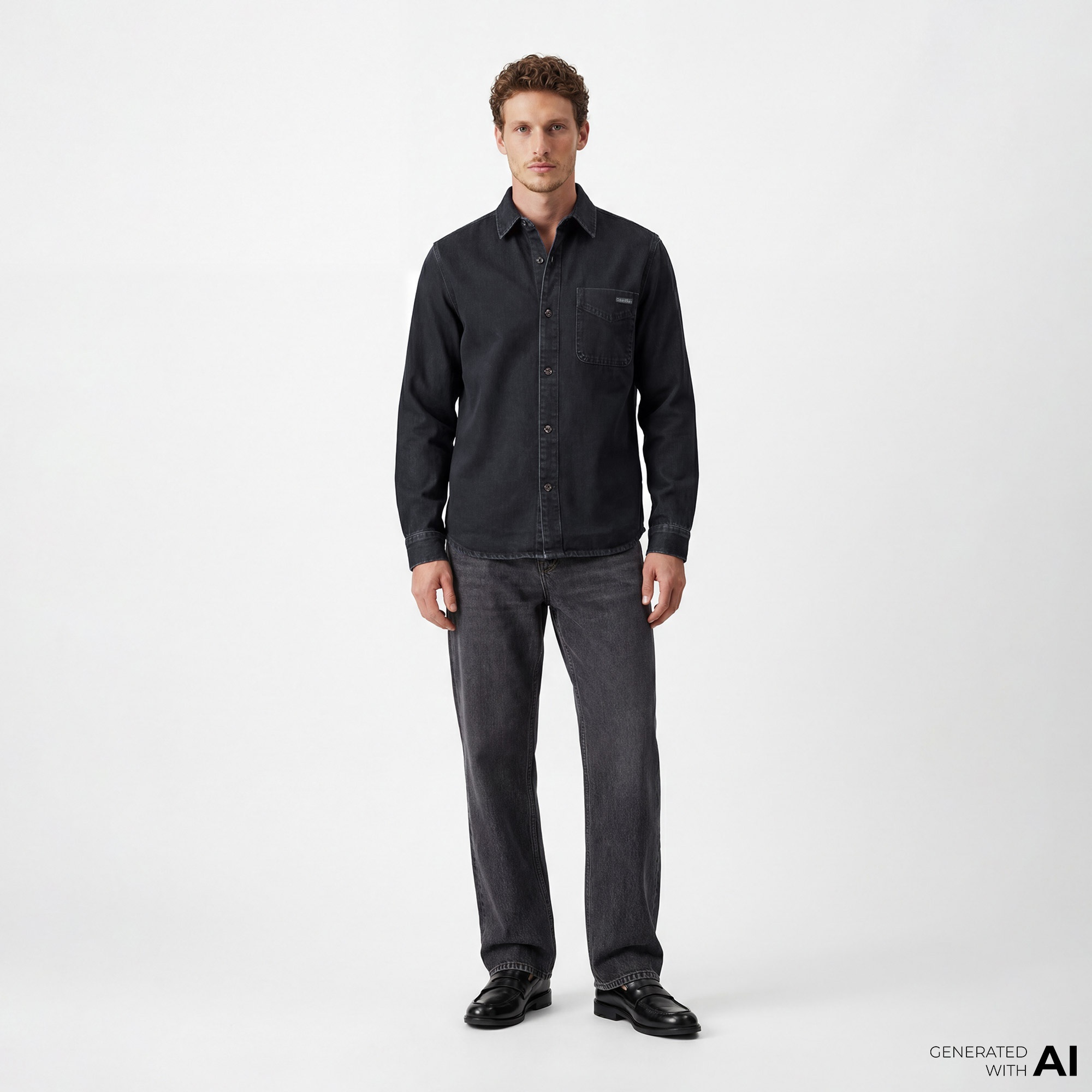 Calvin Klein Blue Black Stone 90S Overshirt Erkek Mavi Gömlek