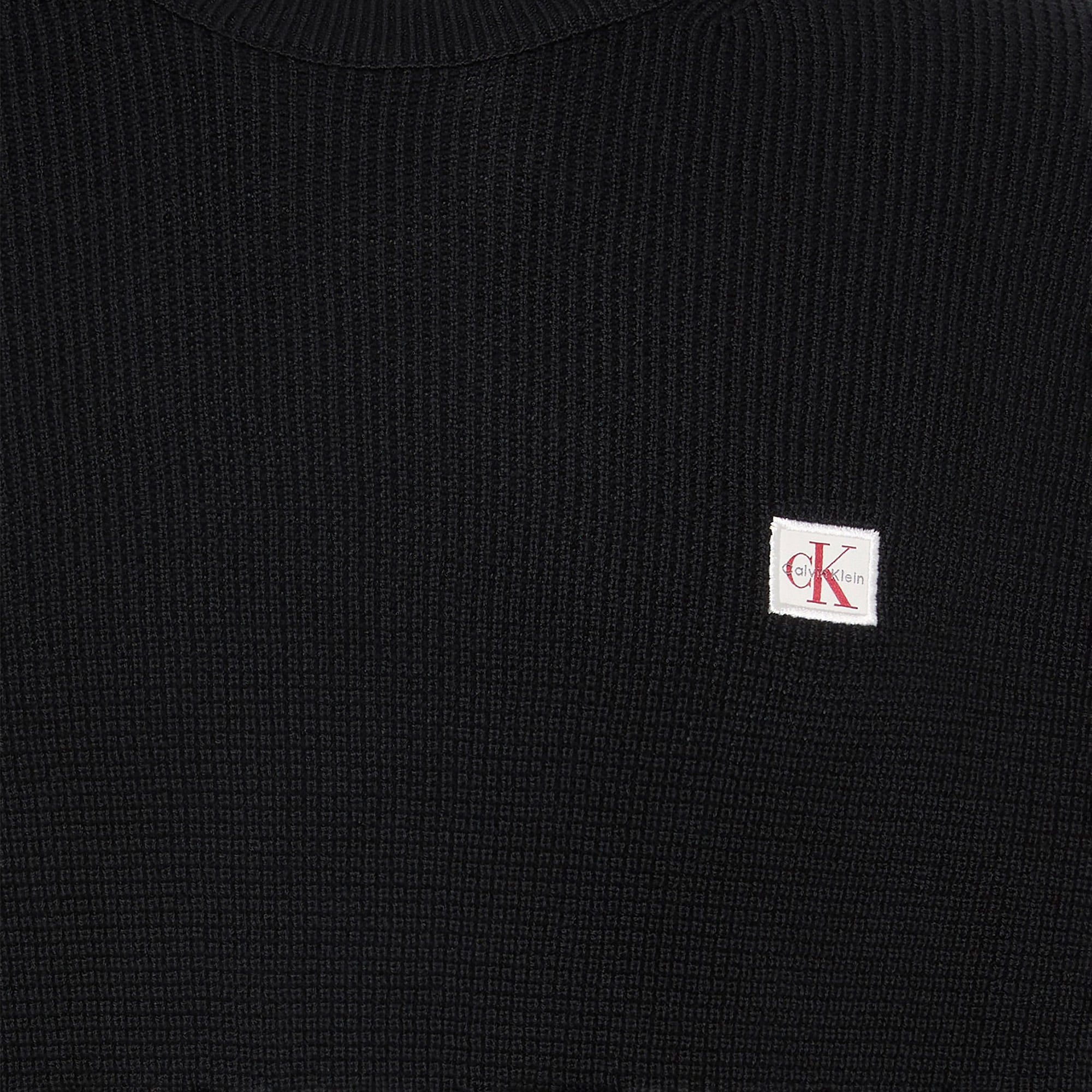 Calvin Klein Cotton Waffle Erkek Siyah Triko