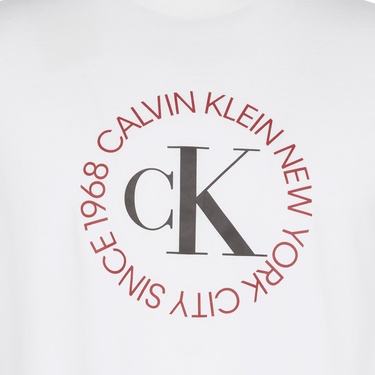  Calvin Klein 30S Word Circle Graphic Erkek Beyaz T-Shirt