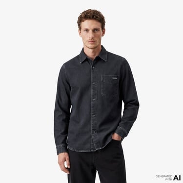  Calvin Klein Blue Black Stone 90S Overshirt Erkek Mavi Gömlek