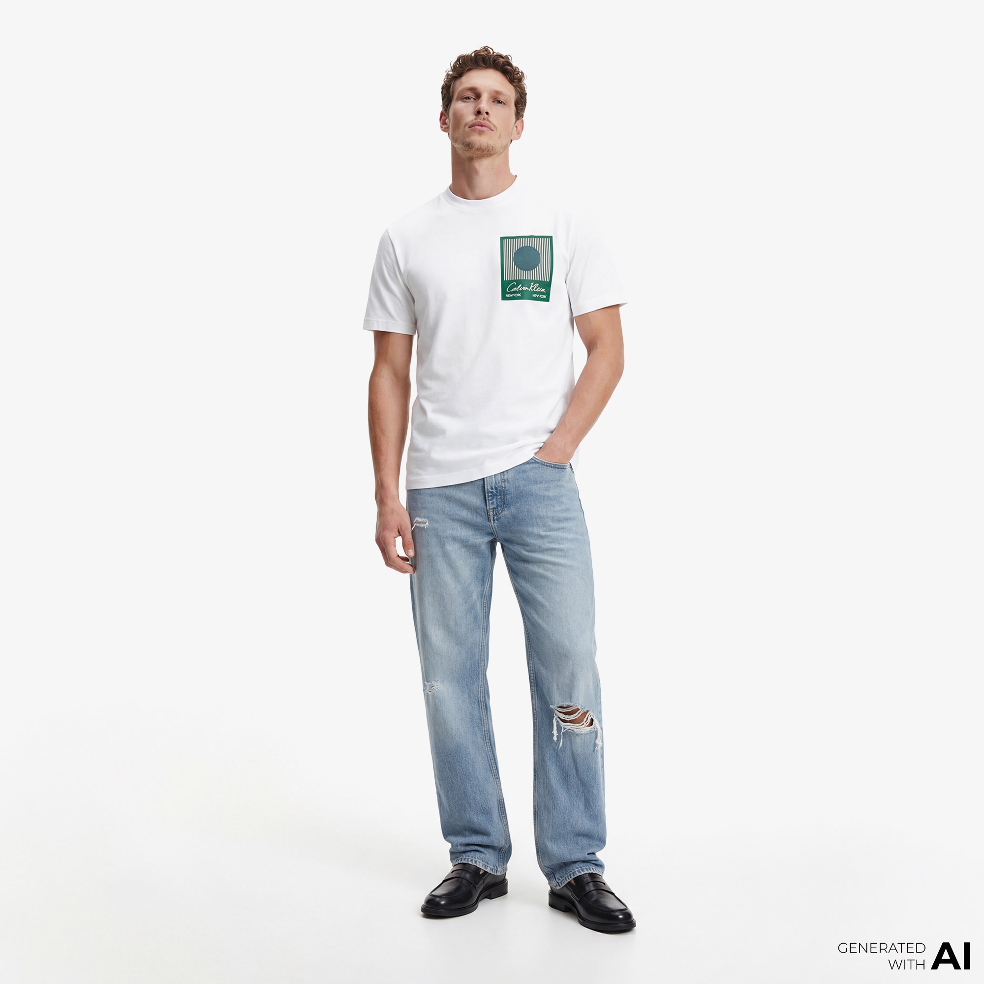 Calvin Klein 20S Matches Grap Erkek Beyaz T-Shirt