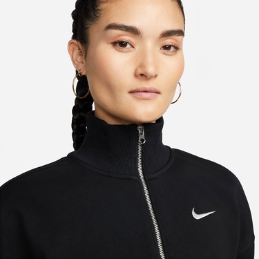  Nike Sportswear Phoenix Fleece  Crop Kadın Siyah Sweatshirt