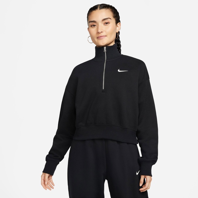  Nike Sportswear Phoenix Fleece  Crop Kadın Siyah Sweatshirt