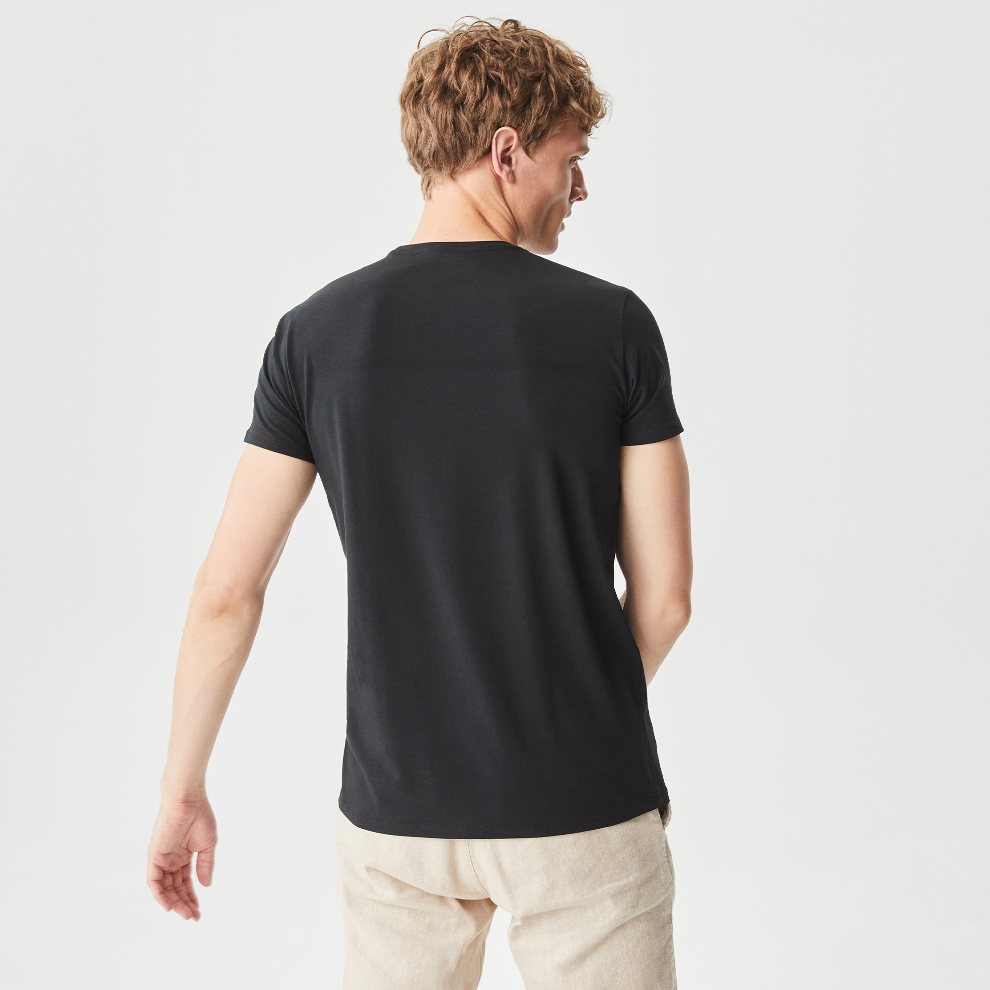 Lacoste Erkek Slim Fit Bisiklet Yaka Siyah T-Shirt