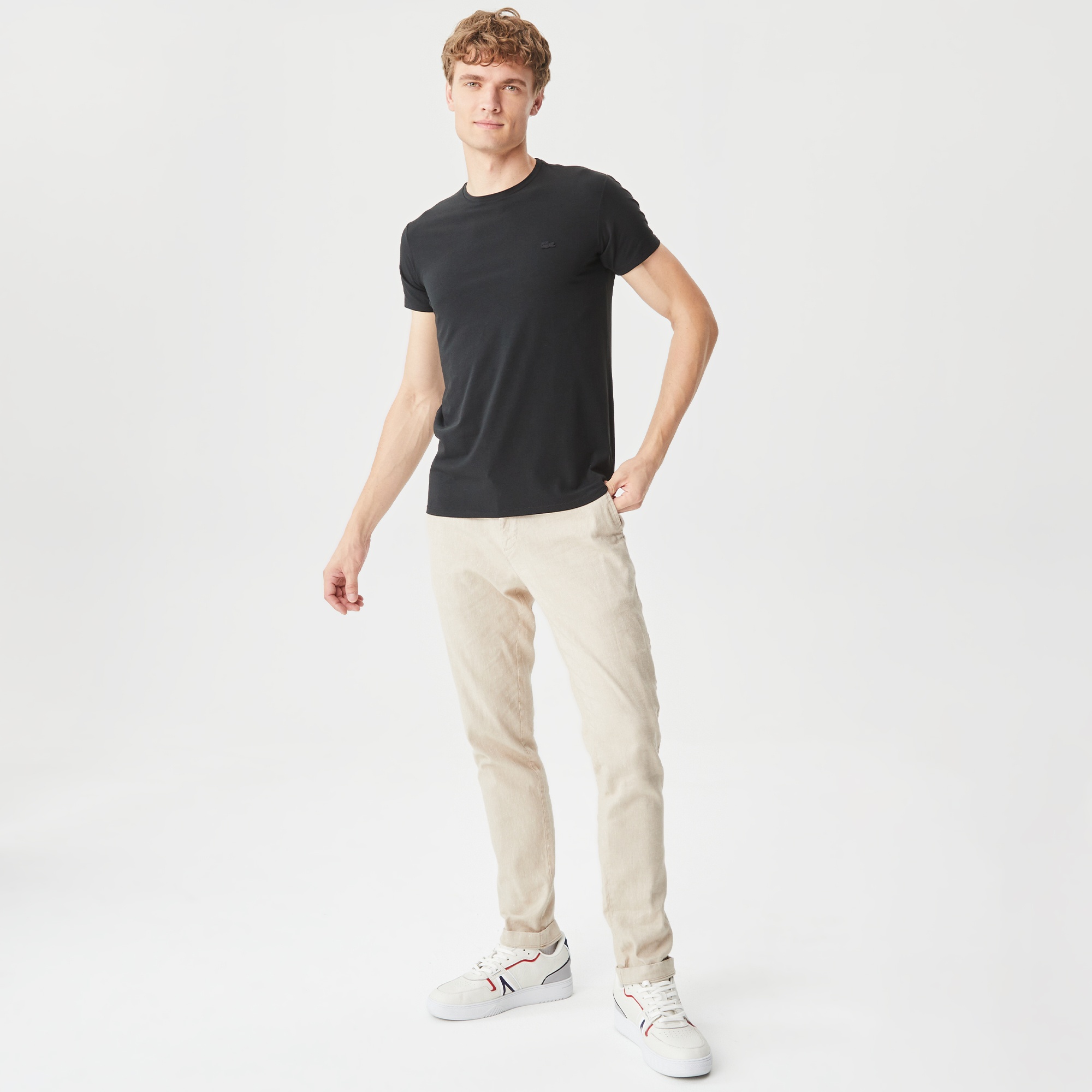 Lacoste Erkek Slim Fit Bisiklet Yaka Siyah T-Shirt