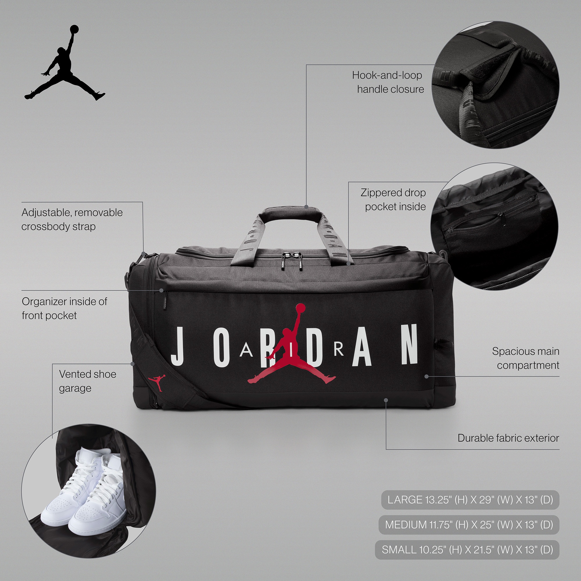 Jordan Velocity Duffle Çocuk Siyah Spor Çantası