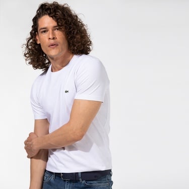  Lacoste Erkek Slim Fit Bisiklet Yaka Beyaz T-Shirt