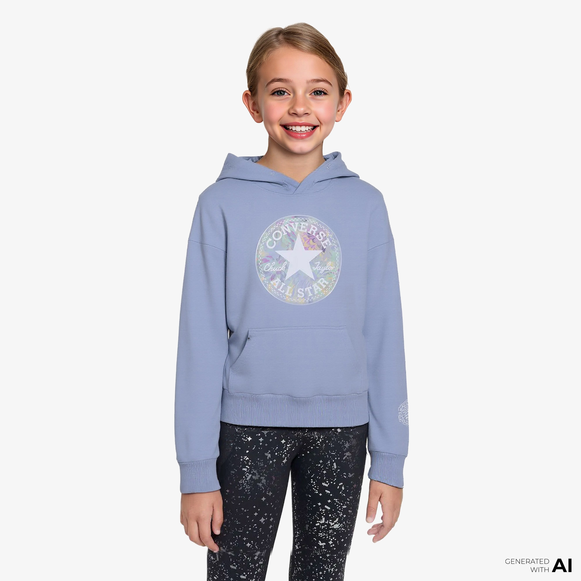  Converse Oversized Chuck Patch Çocuk Mavi Hoodie