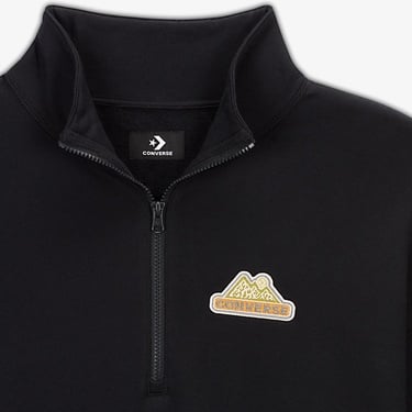  Converse Erkek Loose Fit Yarım Fermuarlı Siyah Sweatshirt