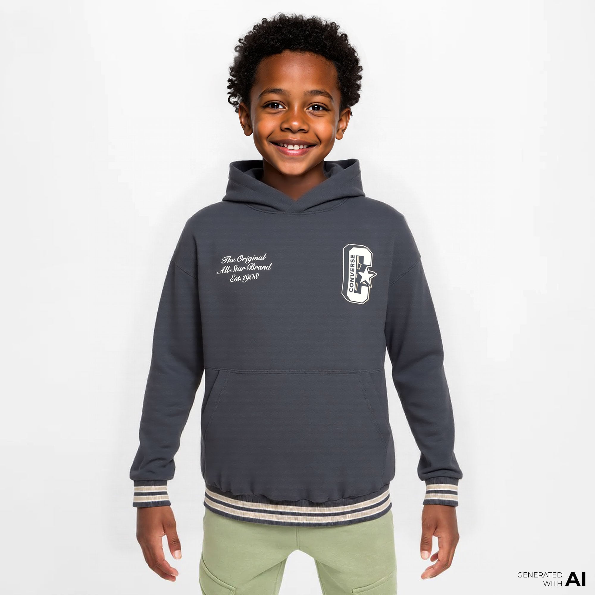  Converse Retro Varsıty Çocuk Gri Hoodie