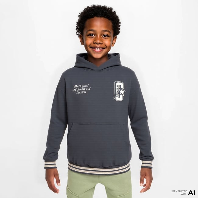  Converse Retro Varsıty Çocuk Gri Hoodie