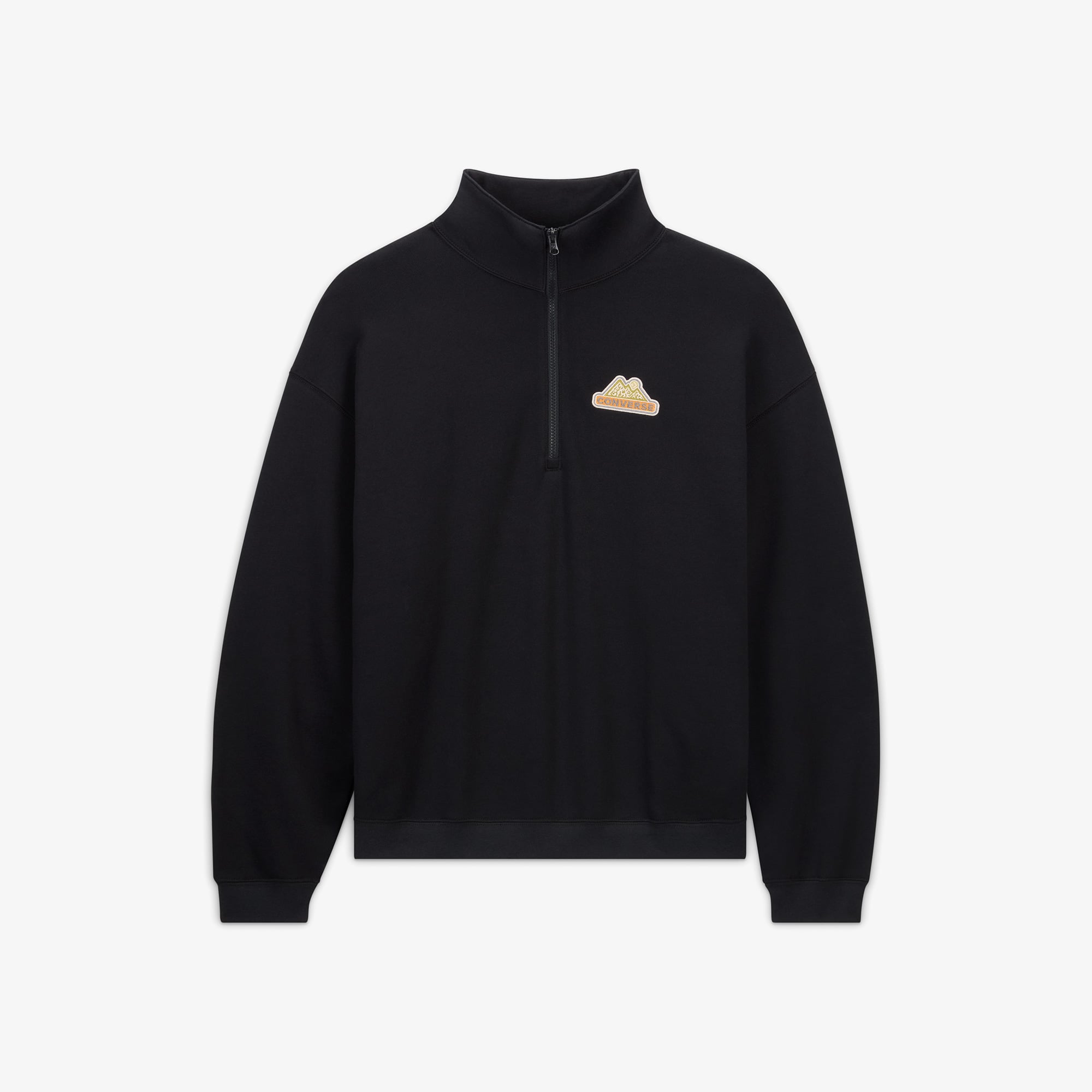  Converse Erkek Loose Fit Yarım Fermuarlı Siyah Sweatshirt