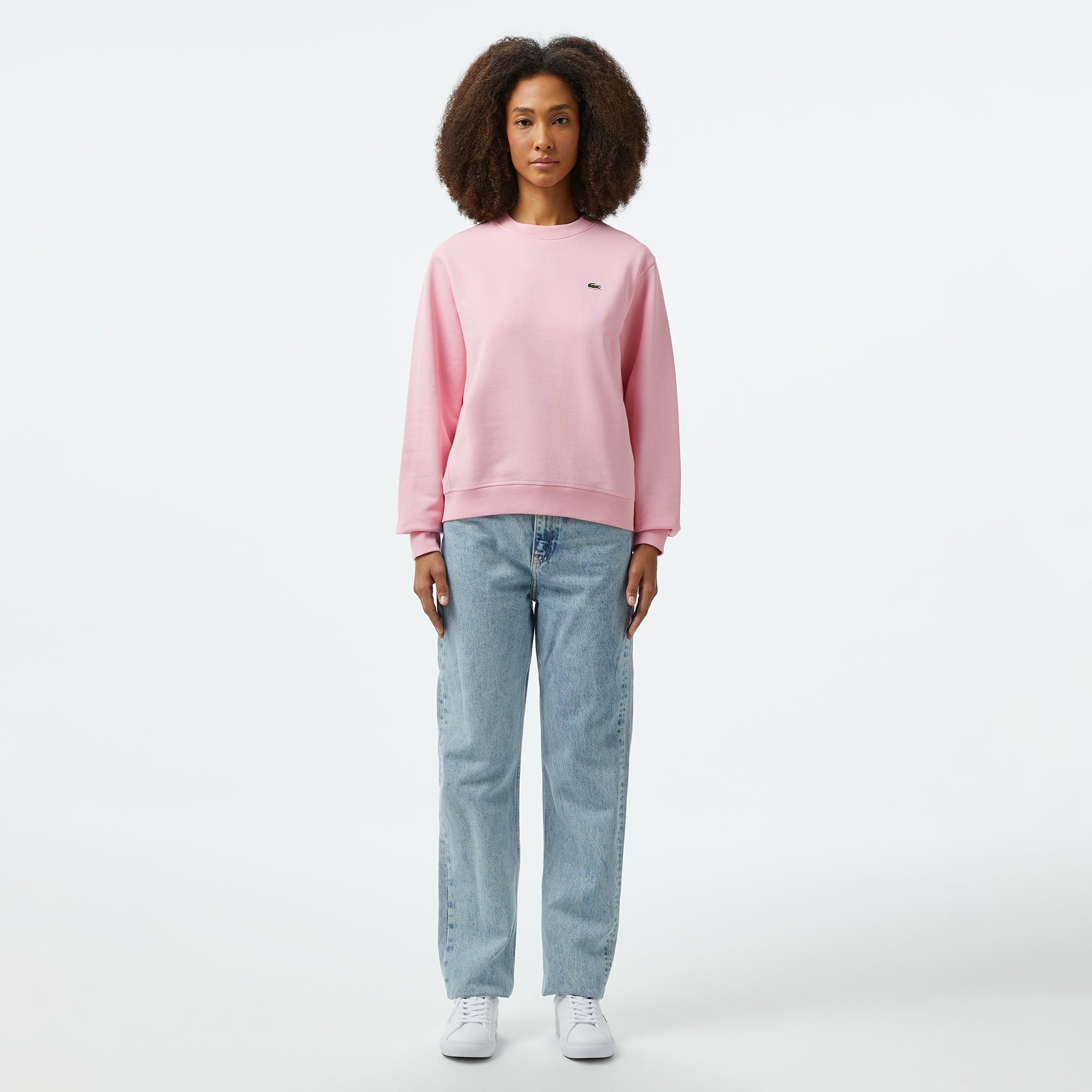  Lacoste Kadın Regular Fit Bisiklet Yaka Açık Pembe Sweatshirt