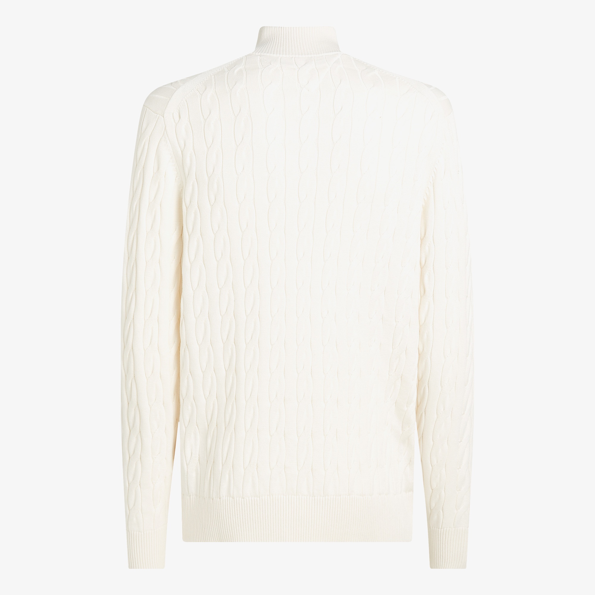 Tommy Hilfiger Classic Cotton Cable Zip Mock Erkek Yarım Fermuarlı Triko Beyaz Kazak