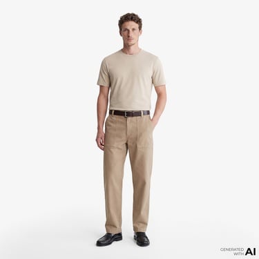  Calvin Klein Supima Chest Emblem Crewneck Erkek Kahverengi T-Shirt