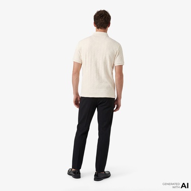  Calvin Klein Mercerized Emblem Jacquar Erkek Beyaz Polo