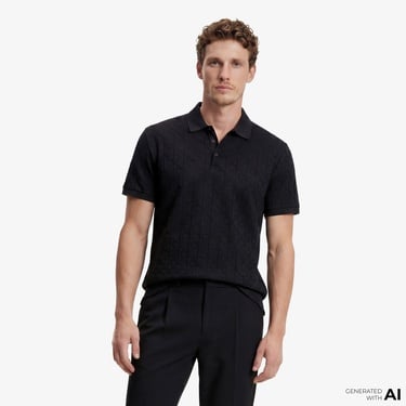  Calvin Klein Mercerized Emblem Jacquar Erkek Siyah Polo