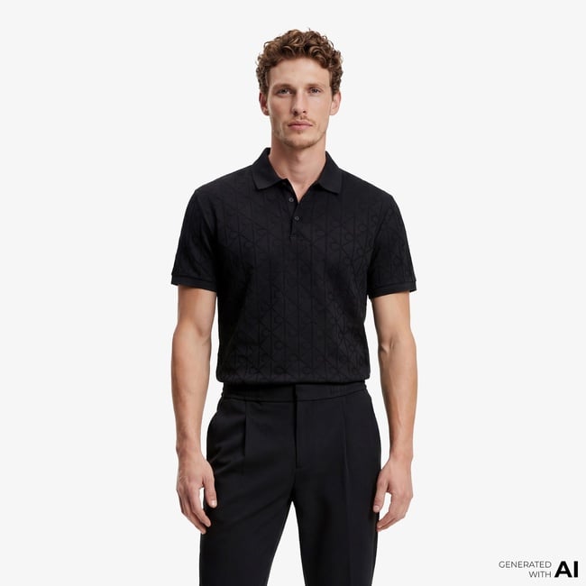  Calvin Klein Slim Tapered Knit Pleated Erkek Siyah Pantolon