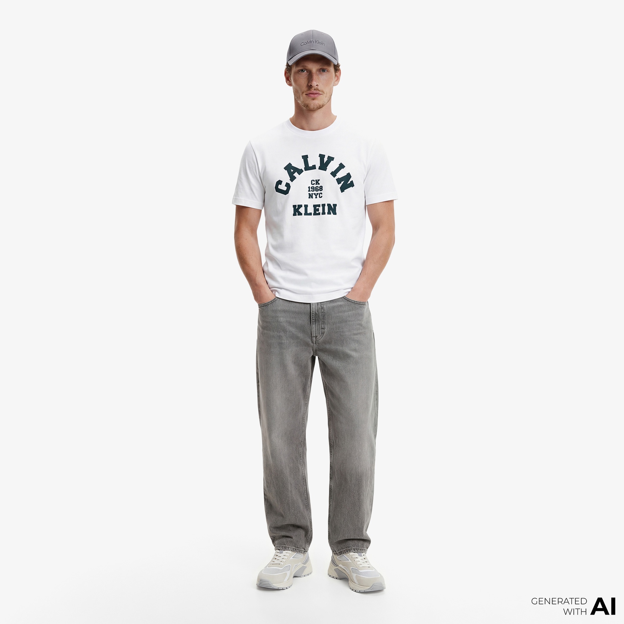 Calvin Klein 20S College Graphic Erkek Beyaz T-Shirt
