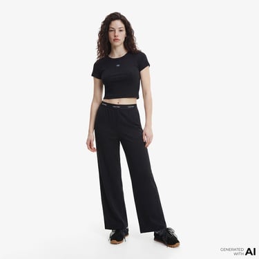  Calvin Klein Ponte Logo Kadın Siyah Pantolon