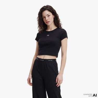  Calvin Klein Ponte Logo Kadın Siyah Pantolon